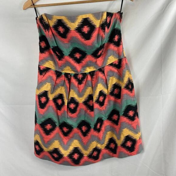 Rachel Roy Ikat Geometric Strapless Dress Size 12 - Picture 2 of 5